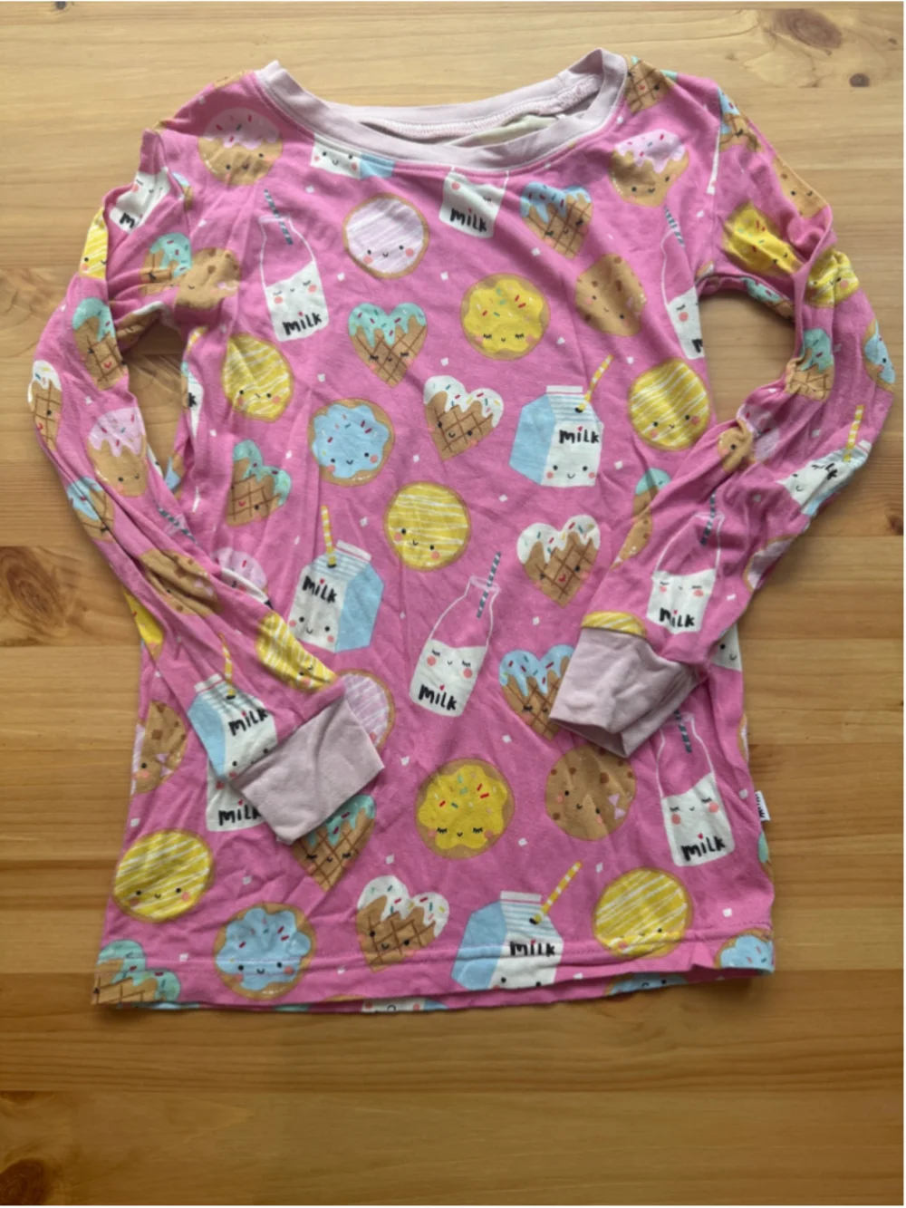 Pink Milk and Cookie Print Pajama Set
